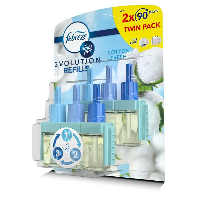 Febreze Ambipur 3Volution Air Freshener Plug in Refills Cotton Fresh 2x20ml