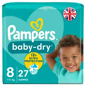 Pampers Baby Dry Nappies Essential Pack Size 8, 17kg+ x27