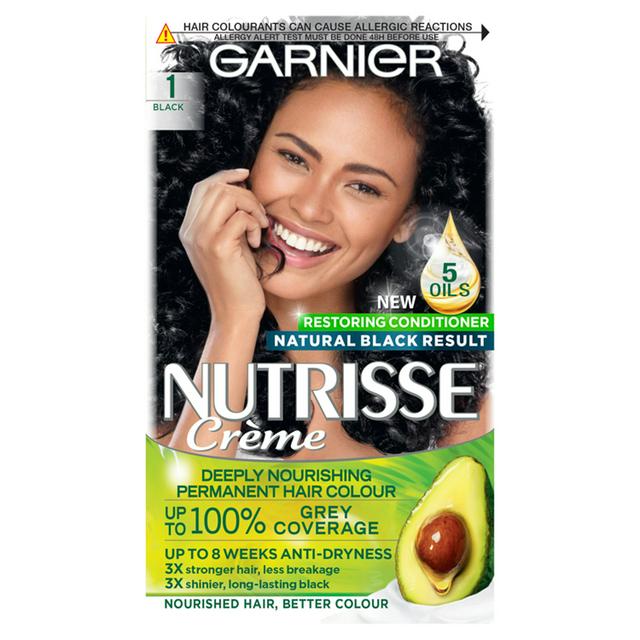 Garnier Nutrisse Permanent Hair Dye Black 1 B | Sainsbury's