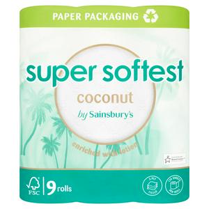 Sainsbury's Super Soft Toilet Tissue, Cushioned x9 Rolls