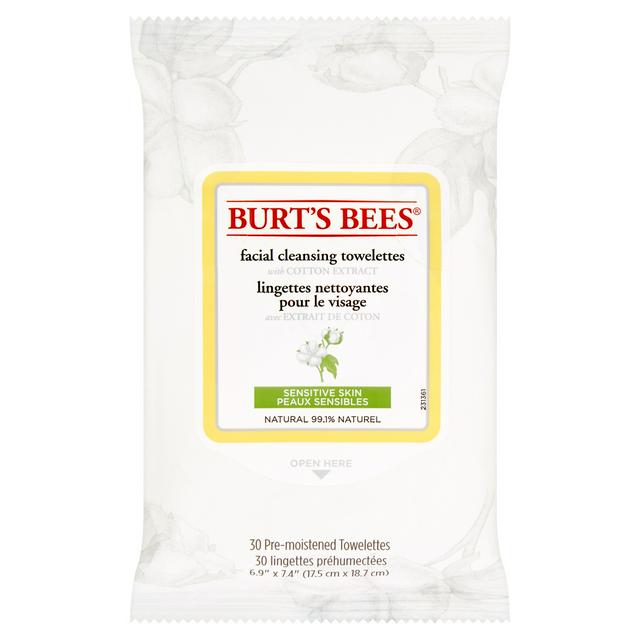 burt's bees sensitive facial cleansing towelettes with cotton extract