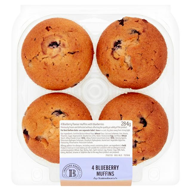 Sainsbury's 4 Blueberry Muffins 276g