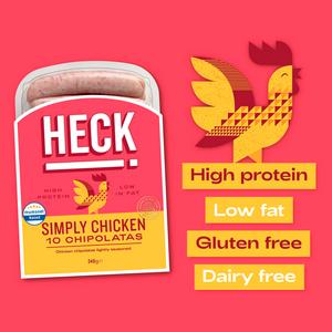 Heck Simply Chicken Gluten Free Chipolata Sausages x10 340g - gallery image 2