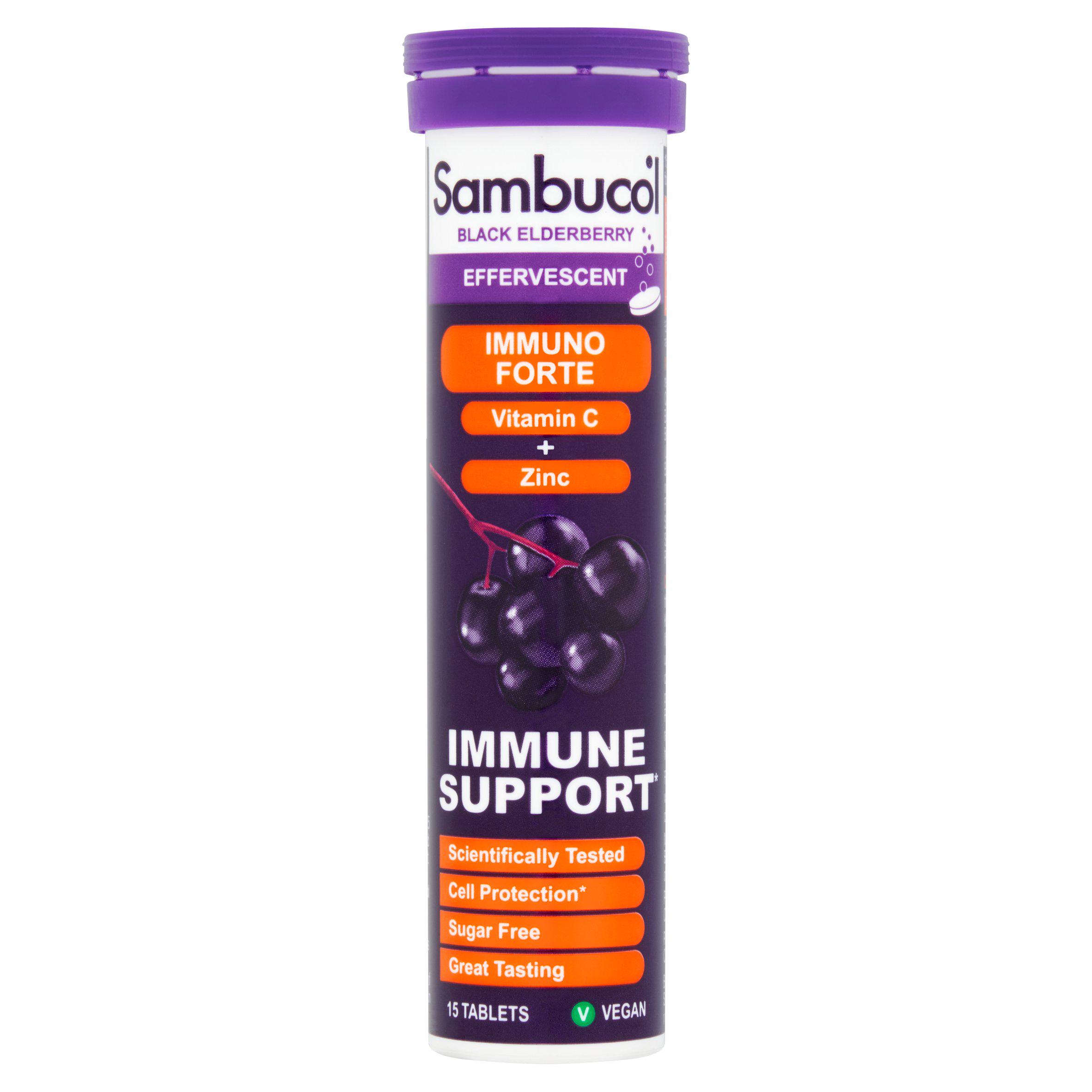 Sambucol Black Elderberry Effervescent Tablets Berry Flavour 15 Tablets