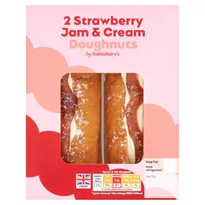 Sainsbury's Strawberry Jam & Cream Doughnuts 2x63g