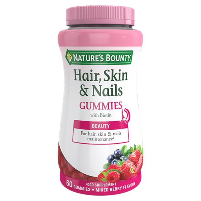 Nature's Bounty Hair, Skin Nails Gummies with Biotin Mixed Berry Flavour 60  Gummiesx60 | Sainsbury's