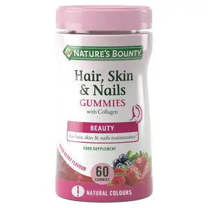 Nature's Bounty Hair, Skin Nails Gummies with Biotin Mixed Berry Flavour 60 Gummiesx60