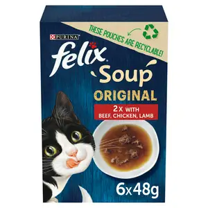 Felix Soup Farm Selection Chicken, Beef & Lamb Wet Cat Food 6 x 48g