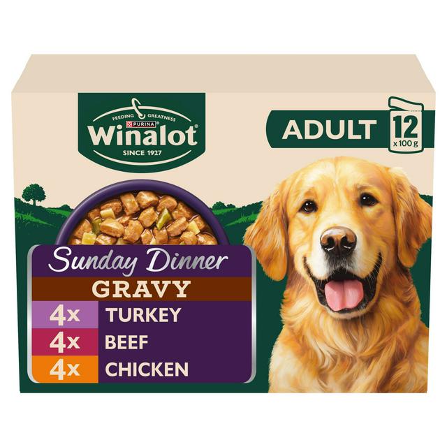 Winalot Sunday Dinner Mixed in Gravy Wet Dog Food 12 x 100g - gallery image 1