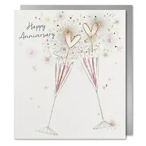 Paperlink Happy Anniversary Card Champagne Glasses Greeting Card