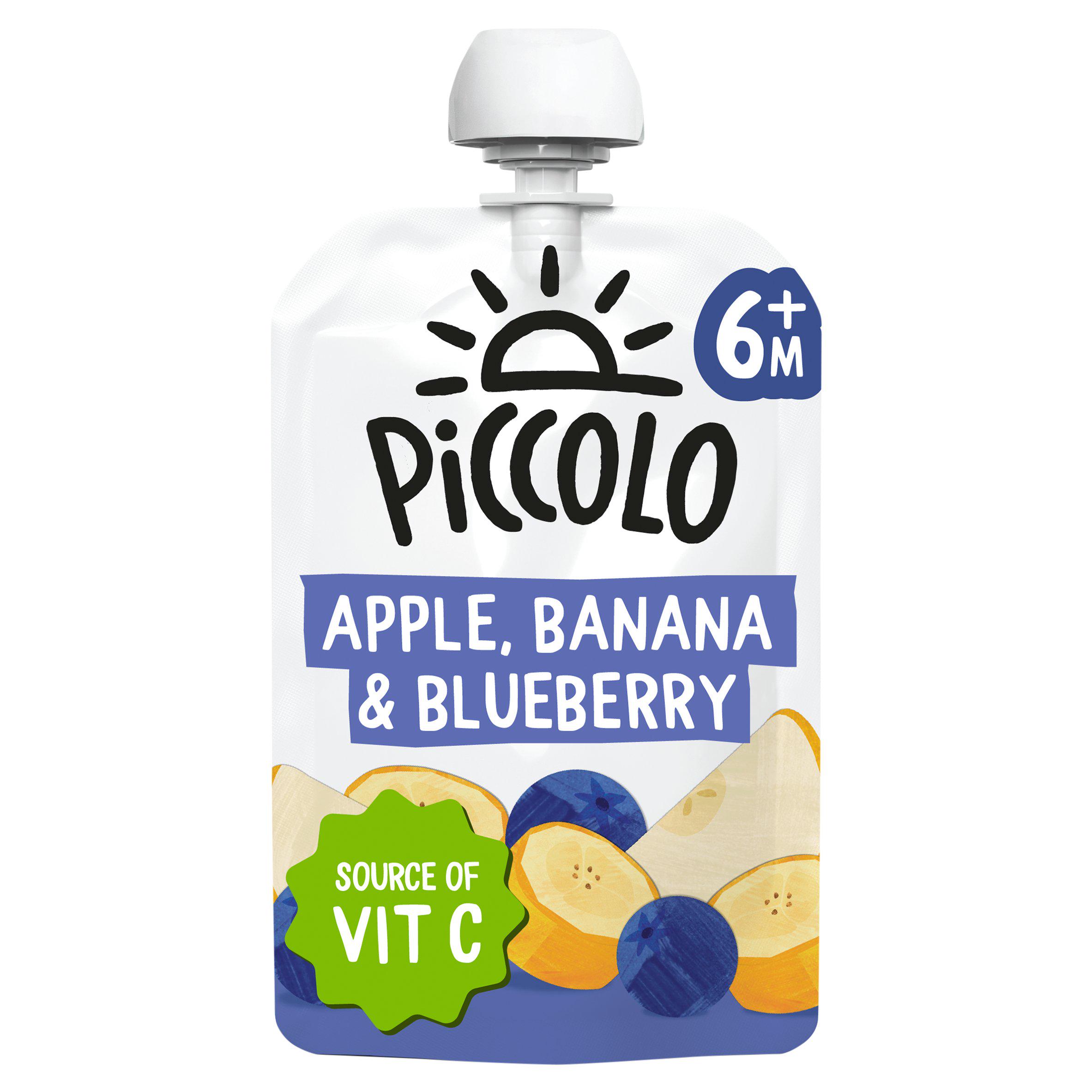 Piccolo Organic Apple Banana Blueberry Smooth Baby Food 100g