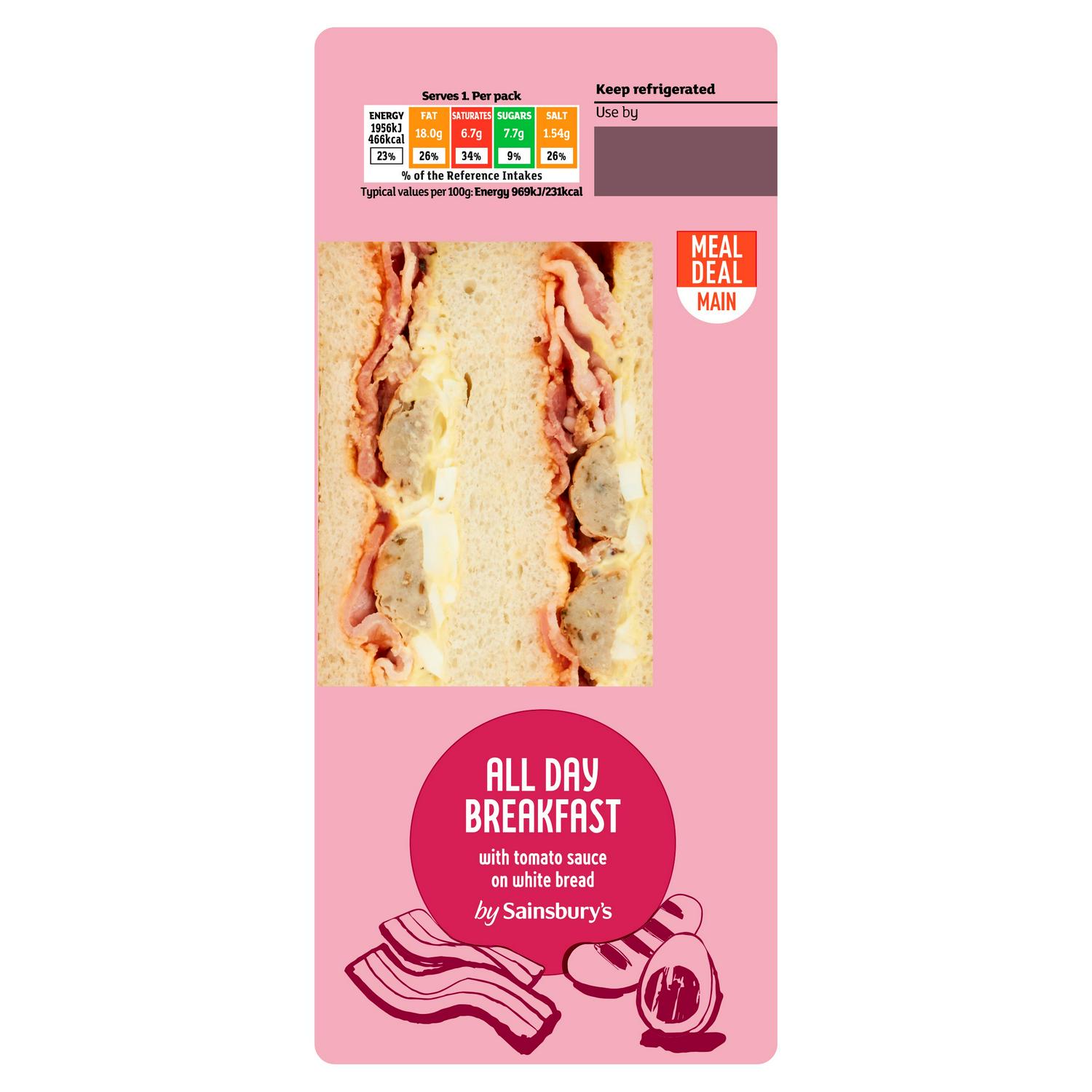 Sainsbury's All Day Breakfast with Tomato Sauce on White Bread