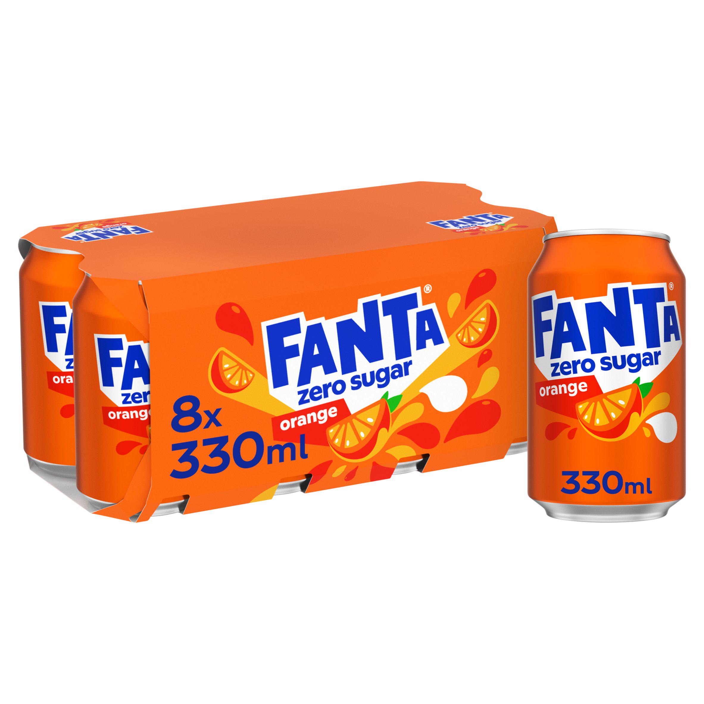 Fanta Orange Zero Sparkling Orange Drink 8x330ml