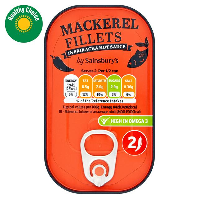 Sainsburys Sainsbury's Mackerel Fillets in Sriracha Hot Sauce 125g
