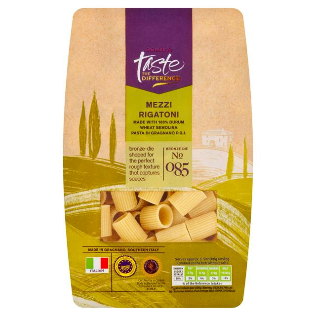 Sainsburys Mezzi Rigatoni Pasta, Taste the Difference 500g