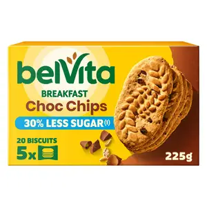 Belvita Breakfast Biscuits 30% Less Sugar Choc Chip Pack x5 225g