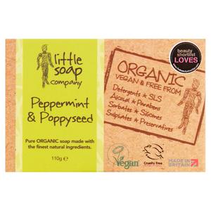 Little Soap Company Organic Bar Soap Peppermint and Poppyseed 110g
