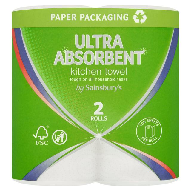 Sainsbury's Ultra Absorbent Kitchen Towel 2 Rolls