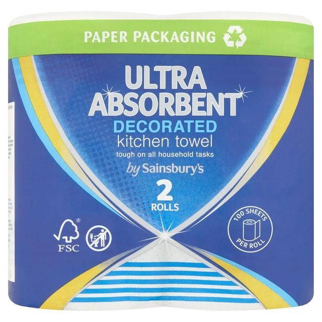Sainsbury's Ultra Absorbent Decorated Kitchen Towel 2 Rolls