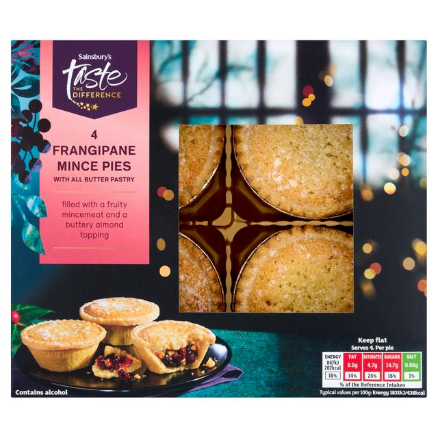 Sainsbury's 4 x All Butter Pastry Frangipane Mince Pies, Taste the Difference 185g - gallery image 1