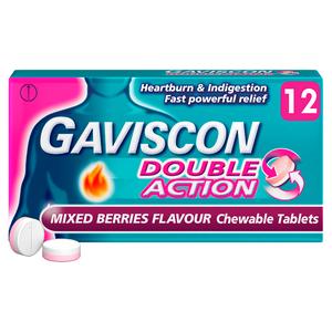 Gaviscon Double Action Heartburn & Indigestion Mixed Berries Flavour Tablets x12 - gallery image 2