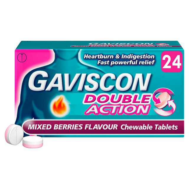 Gaviscon Double Action Mixed Berries Flavour Chewable Tablets x24