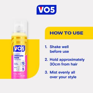 Vo5 Invisible Ultimate Hold Hairspray for Controllable Hair 400 ml - gallery image 4
