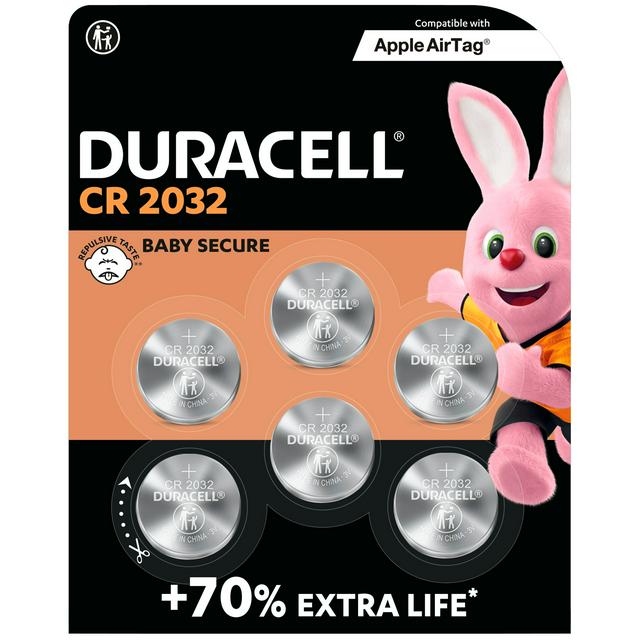 Duracell Specialty 2032 Lithium Coin Battery 3V (DL2032 / CR2032) , pack of  6