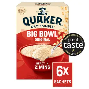 Quaker Oat So Simple Big Bowl Original Porridge Sachets 6x38.5g