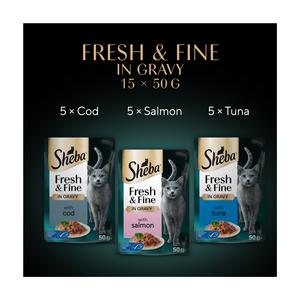 Sheba Fresh Choice 15 x Fish in Gravy Wet Cat Food Pouches 50g - gallery image 5