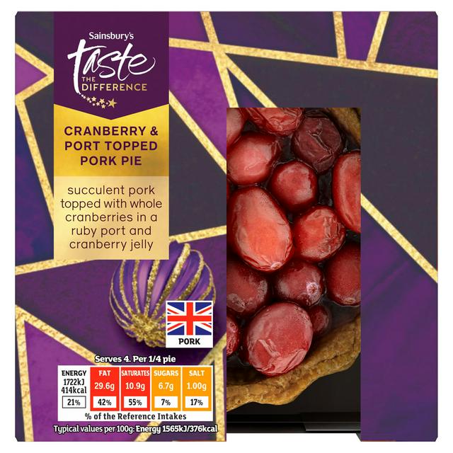 Sainsbury's 440g Cranberry & Port Pork Pie, Taste the Difference - gallery image 1