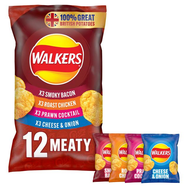 Walkers Meaty Variety Crisps 12x25g