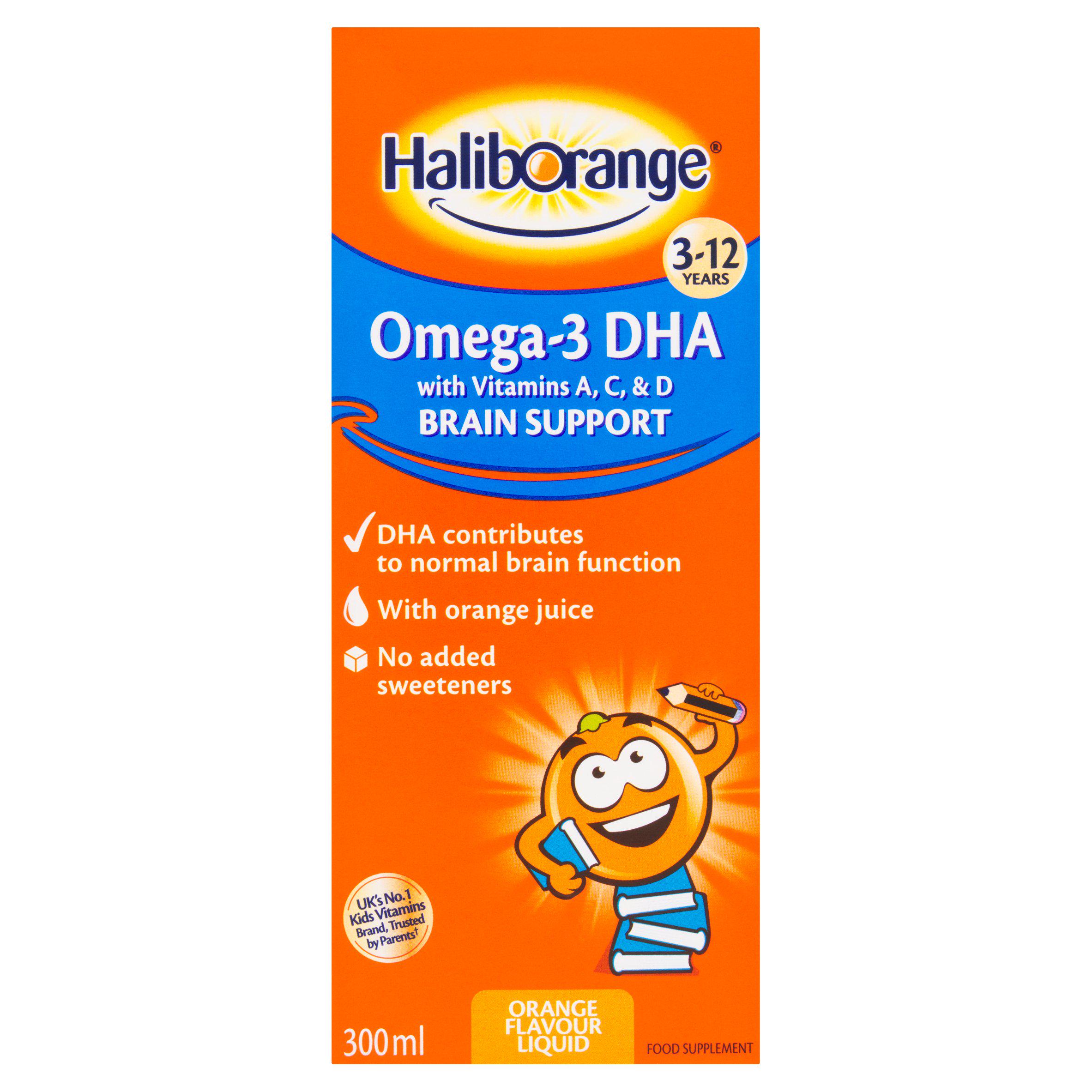 Haliborange Omega-3 DHA Brain Support Orange Flavoured Kids Syrup 300ml
