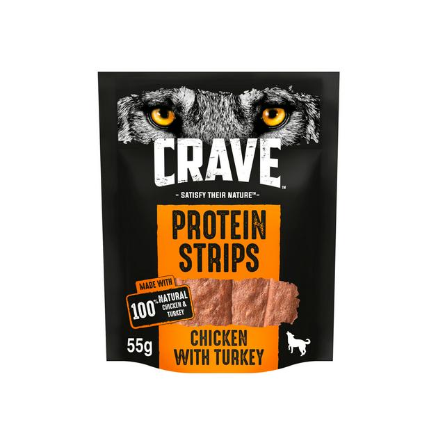 Crave Grain Free Dry Protein Strips Dog Treat Natural Turkey & Chicken 55g