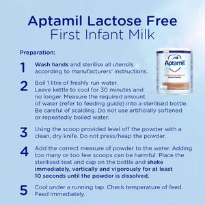 Aptamil Lactose Free Baby Milk Infant Formula Powder From Birth 400g - gallery image 6