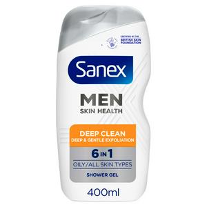 Sanex Men Skin Health Deep Clean 6In1 Shower Gel Body Wash 400Ml