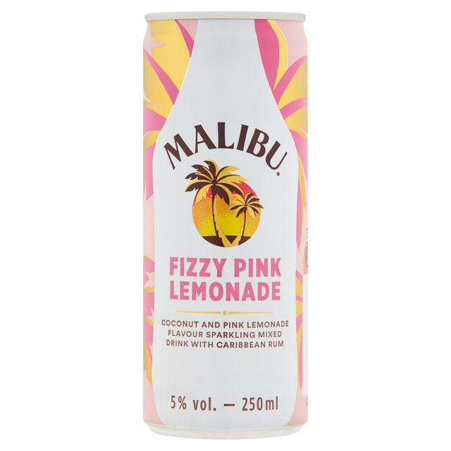 Malibu Rum Fizzy Pink Lemonade Mixed Drink 250ml Sainsbury S