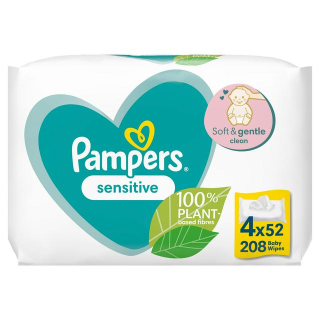 Pampers Sensitive Baby Wipes 4x52 Pack