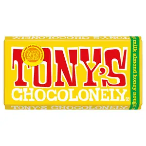 Tony's Chocolonely Fairtrade Milk Chocolate Almond Honey Nougat 180g