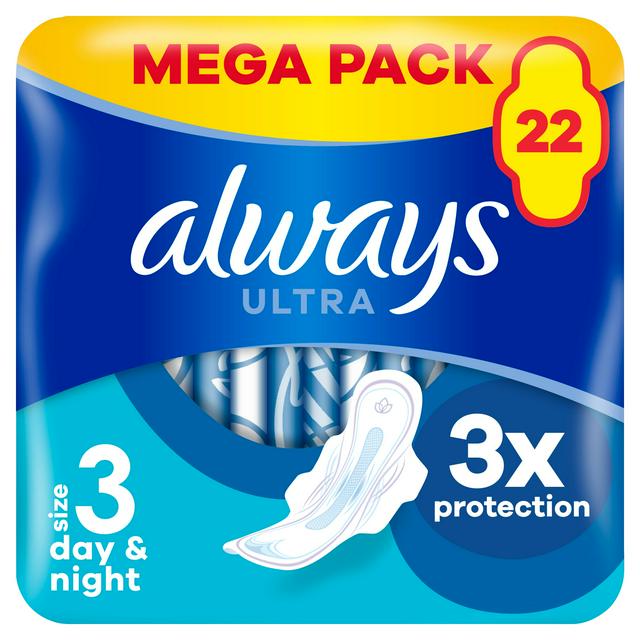 Always Ultra Sanitary Towels Day & Night with Wings, Size 3 x22