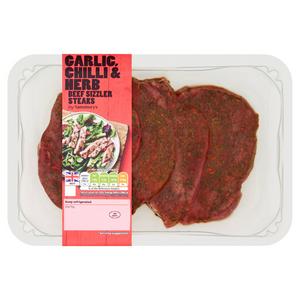 Sainsbury's Garlic, Chilli & Herb Beef Sizzler Steaks 330g