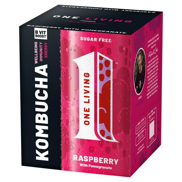 No1 Living One Living Raspberry Kombucha with Pomegranate 4x250ml