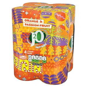 J2O Orange & Passion Fruit Cans 4x250ml