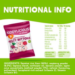 Kiddylicious Raspbery & Beetroot Melty Buttons Baby Snacks 5x6g - gallery image 3