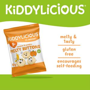 Kiddylicious Banana & Pumpkin Melty Buttons Baby Snacks 5x6g - gallery image 2