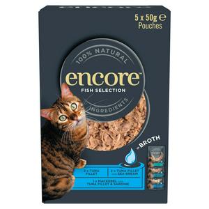 Encore Fish Selection In Broth Natural Cat Food Pouches 5 x 50g - video