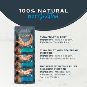 Encore Fish Selection In Broth Natural Cat Food Pouches 5 x 50g - gallery image 2
