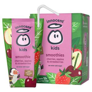 Innocent Kids Cherries, Strawberries & Apples Smoothies 4 x 150ml - gallery image 2