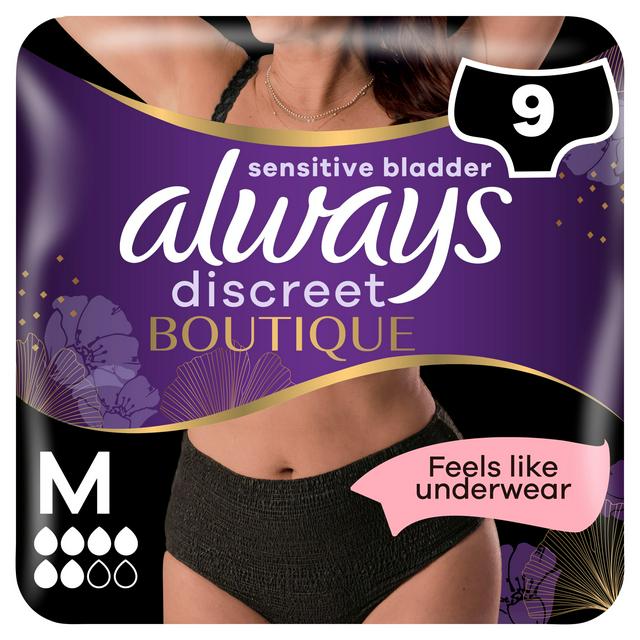 Always Discreet Boutique Underwear Incontinence Pants Plus Medium Black x9