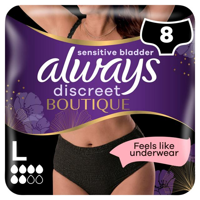Always Discreet Boutique Underwear Incontinence Pants Plus Large Black x8